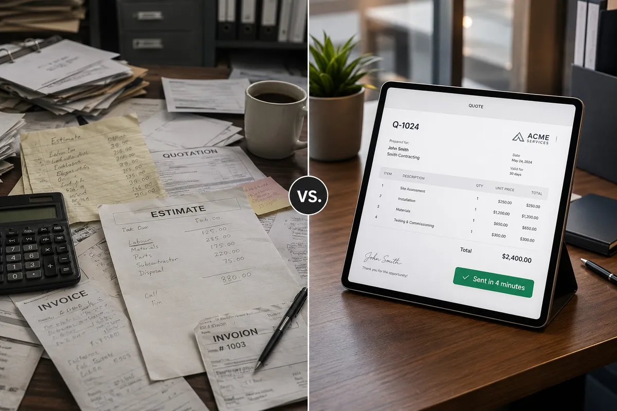 AI-powered quote automation generating instant service estimates on a digital device